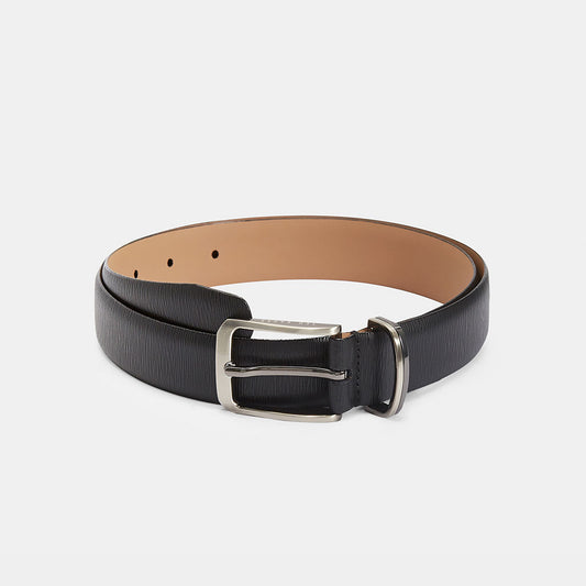 Woodgrain Detail Leather Belt